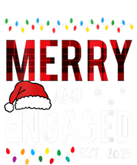 Merry And Engaged 2025 Red Plaid Matching Christmas Couple T-Shirt