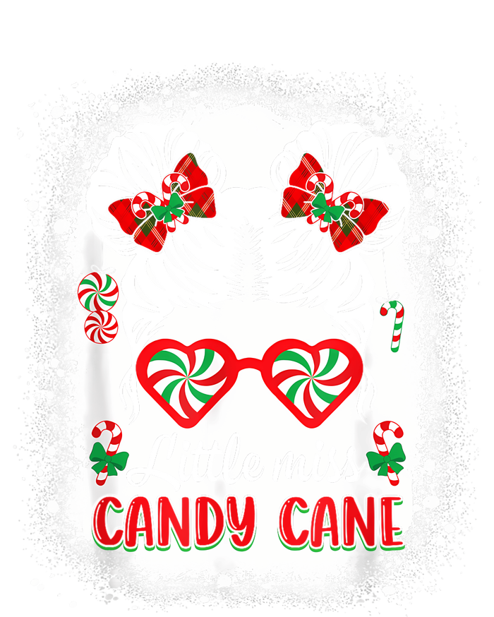 Littles Miss Candy Cane Bow Messy Bun Santa Christmas Party T-Shirt