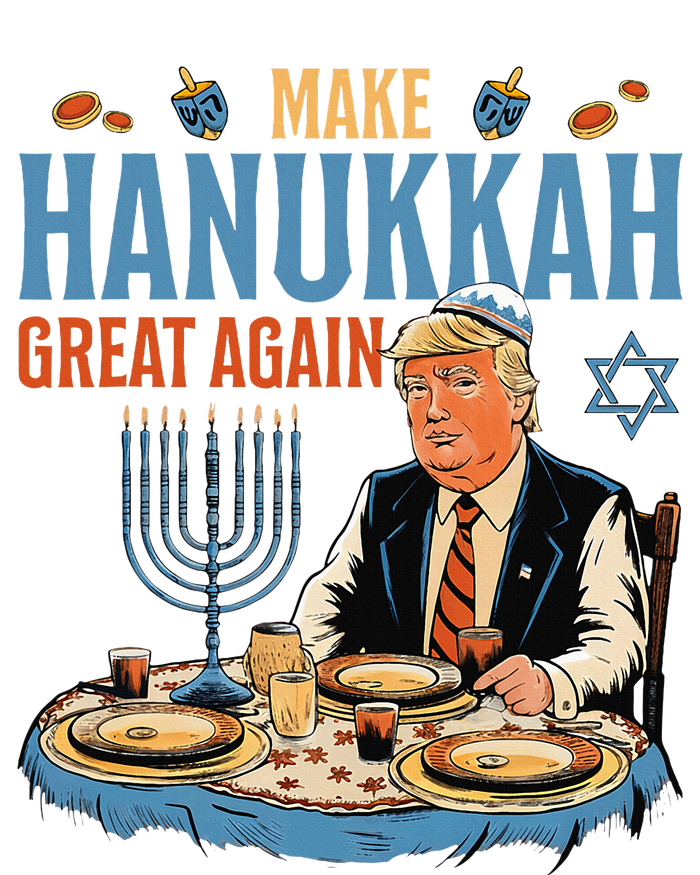 Make Hanukkah Great Again Trump Chanukkah Jewish Holiday Women's Long Sleeve Flannel Pajama Set 