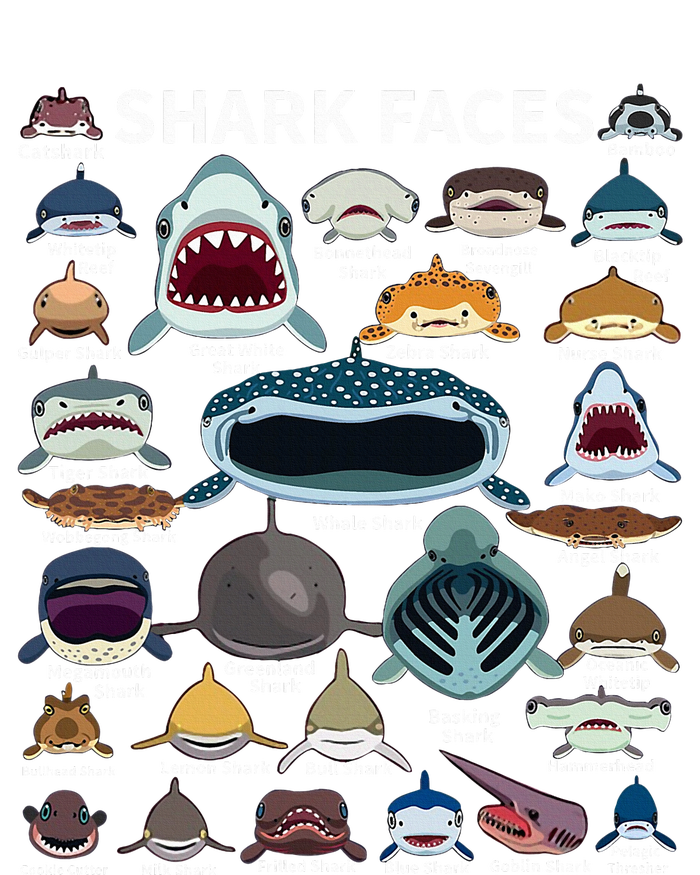 Shark Faces Type Of Shark Shark Faces Of All Kinds Flexfit Unipanel Trucker Cap