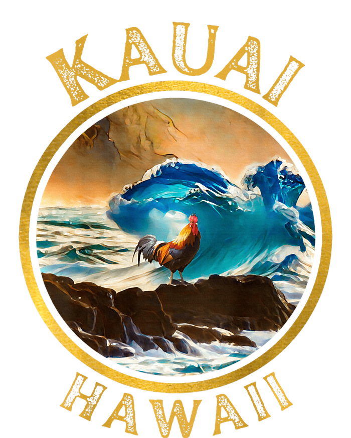 Kauai Wave Front Back Surf Chicken Rooster Ocean Beauty PosiCharge RacerMesh Polo