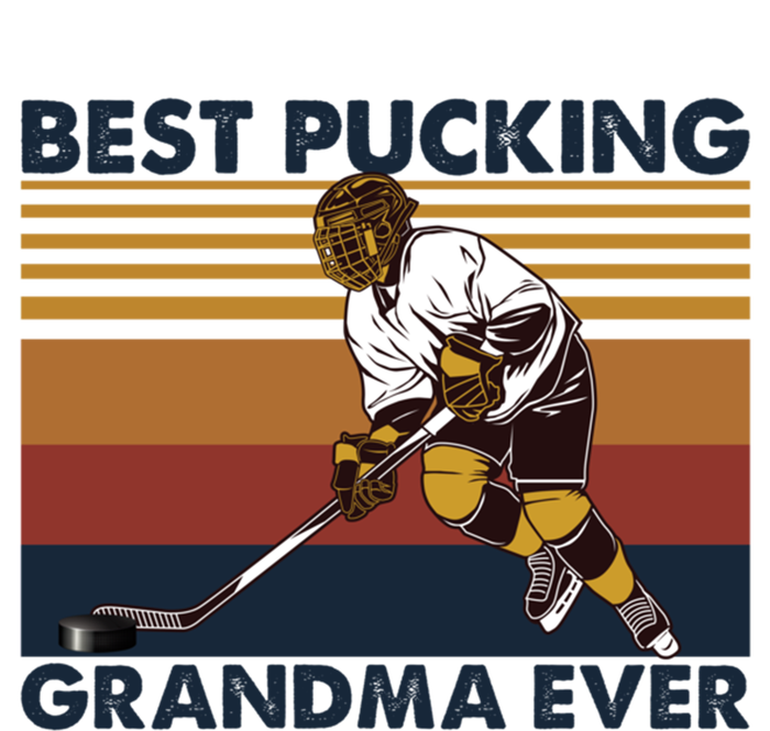 Best Pucking Grandma Ever Funny Hockey Grandma Saying Gift Striped Beanie with Solid Band