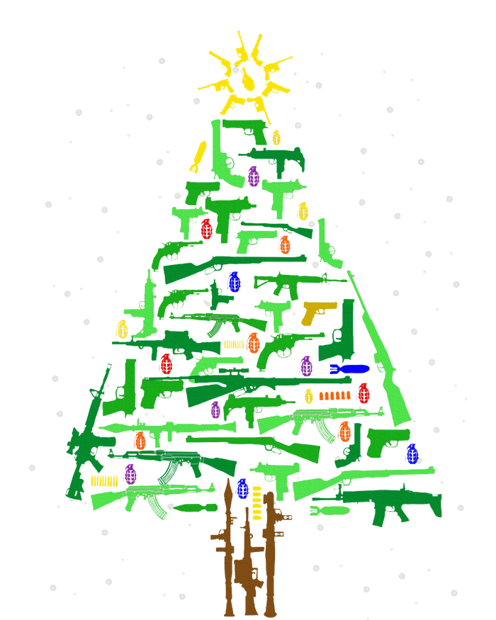 Gun Christmas Tree Funny Veteran Xmas 2024 Gifts Gun Lover T-Shirt