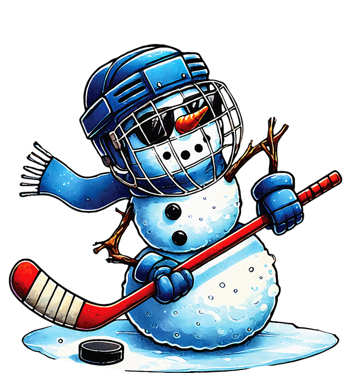 Funny Snowman Playing Ice Hockey Lovers Christmas T-Shirt