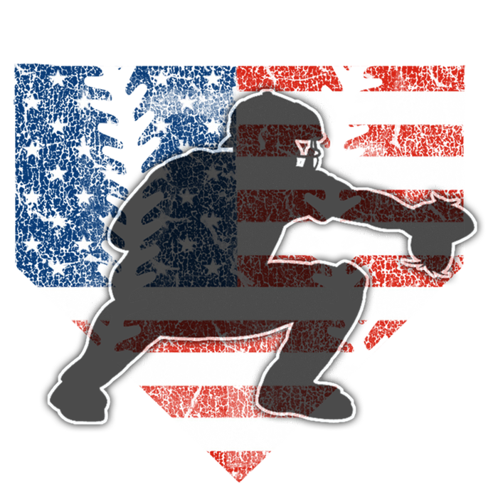 Baseball Catcher American Flag Home Plate Cute Gift Button