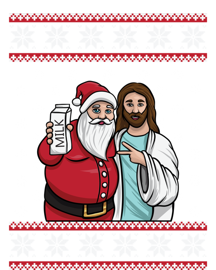 Christmas Graphic Santa And Jesus Jingle Bros Milk Food Ugly Gift T-Shirt