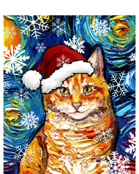 Orange Tabby Cat Santa Starry Night Christmas Art By Aja Funny Gift T-Shirt