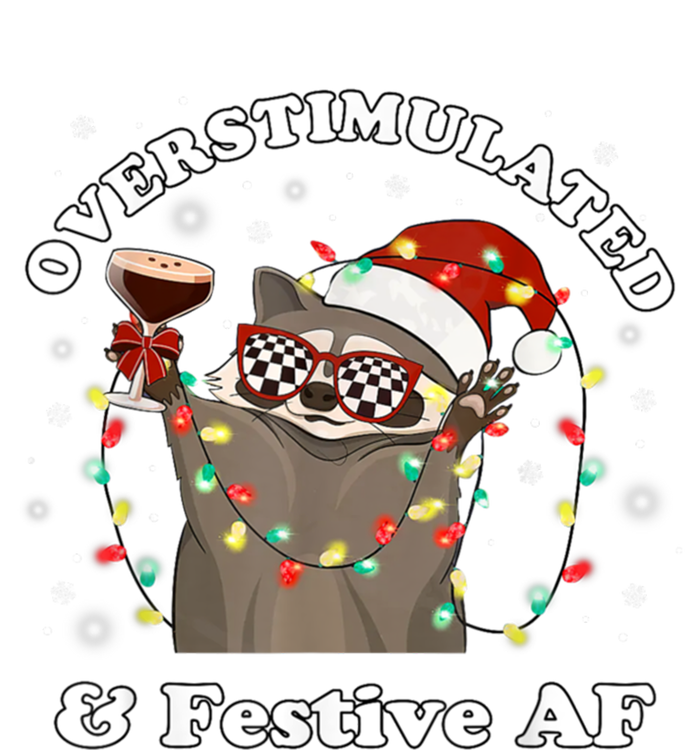 Overstimulated And Festive Af Raccoon Christmas Martini Bow Gift Sweatshirt