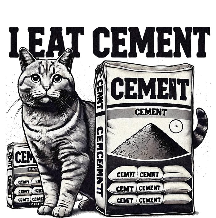 I Eat Cement Cursed Cat Funny Oddly Specific Weird Meme Cooling Performance Long Sleeve Crew