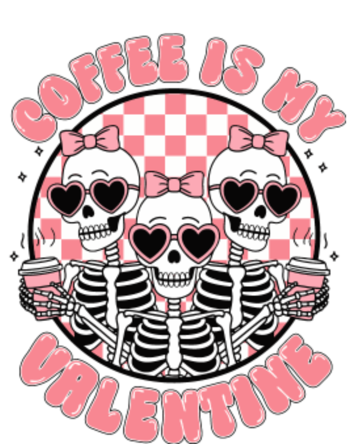 Coffee Is My Valentine Funny Skeleton Kids Long Sleeve Shirt