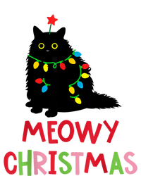 Meowy Christmas Funny Black Cat Christmas Lights Cat Lovers Pom Pom 12in Knit Beanie