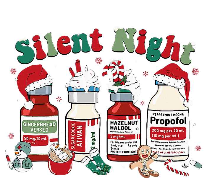 Silent Night Merry Christmas Nurse Pills Pharmacist Pharmacy Women's Fleece Hoodie