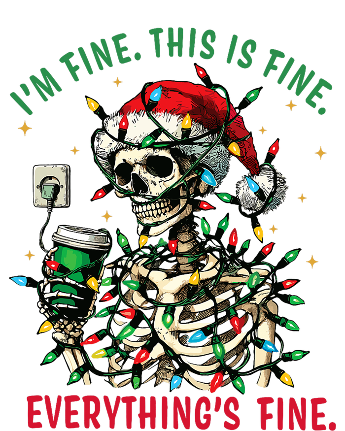 Everything Is Fine Christmas Lights Xmas Skeleton Halloween Womens Cotton Relaxed Long Sleeve T-Shirt