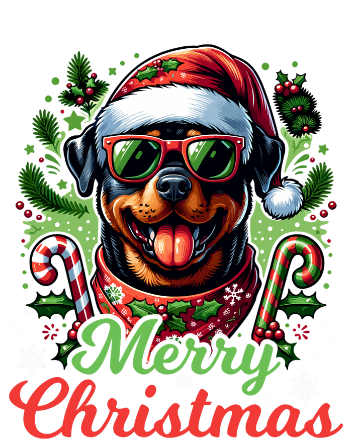 Festive Rottweiler Santa Hat Cheerful Christmas Dog Xmas Performance Long Sleeve Polo