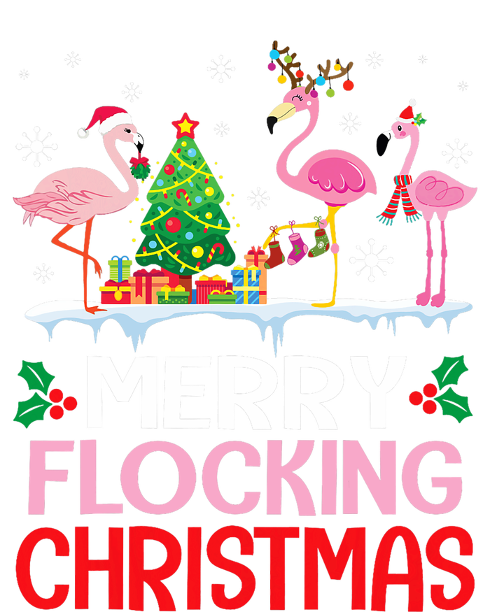 Flamingo Noel Hats Dancing On Snow Merry Flocking Christmas Hooded Wearable Blanket