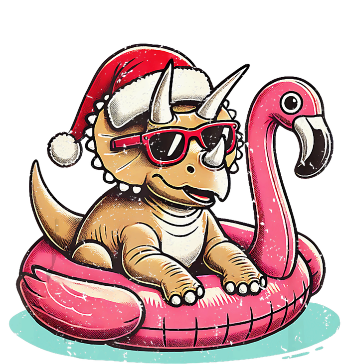 Funny Christmas In July Triceratops Santa Flamingo Floatie T-Shirt