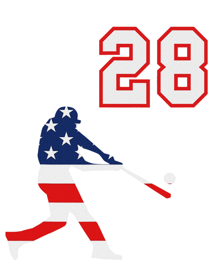 Baseball Player Number 28 With American Usa Flag Performance Fleece Hoodie