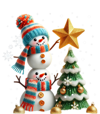 Funny Snowmen Putting Up Christmas Tree Ceramic Bell Ornament