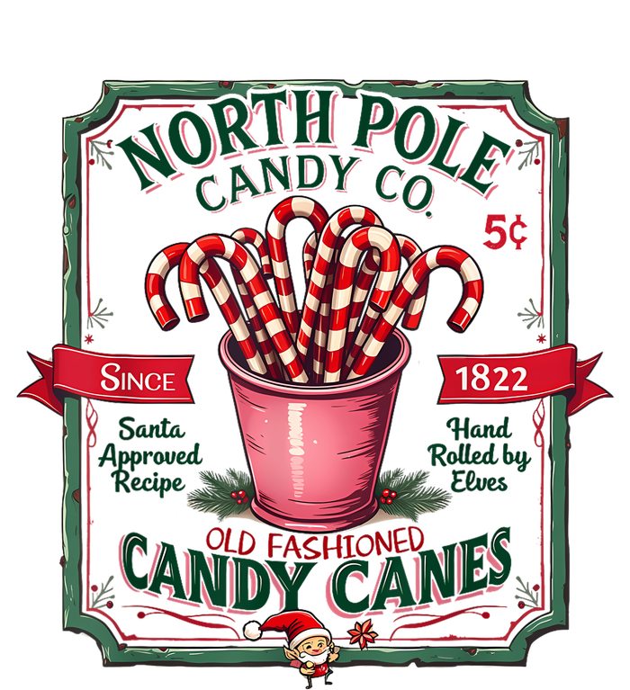 Old Fashioned North Pole Candy Cane Company Elf Christmas Women's V-Neck T-Shirt