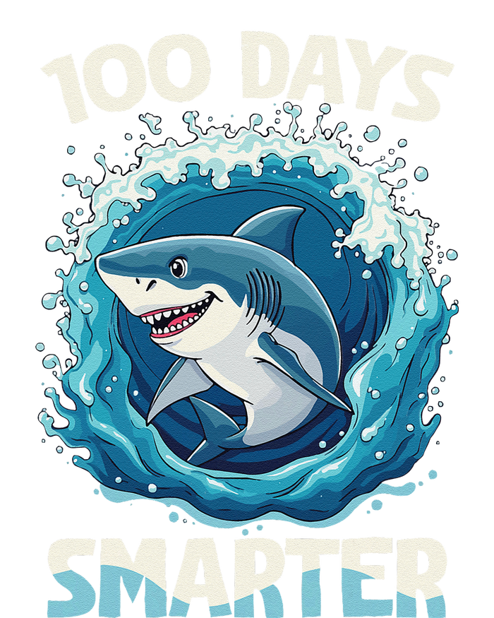 100 Days Smarter Funny Shark 100th Day Of School Boy Shark Cooling Performance Long Sleeve Crew