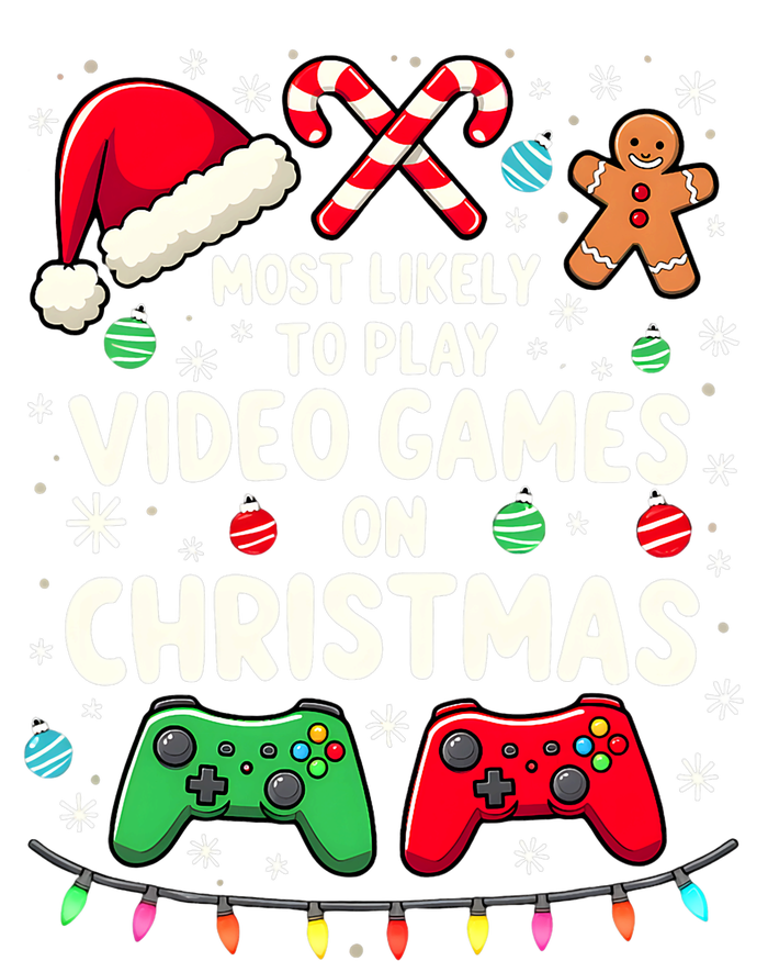 Funny Gamer Most Likely To Play Video Games Christmas Women's V-Neck T-Shirt