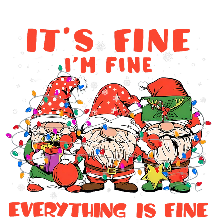 Funny IM Fine Everything Is Fine Gnome Christmas Lights Pj High Crown Mesh Back Trucker Hat