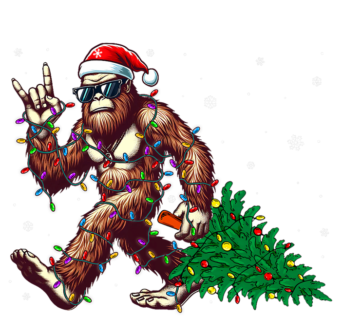 Funny Santa Bigfoot Christmas Tree Xmas Lights Sasquatch T-Shirt