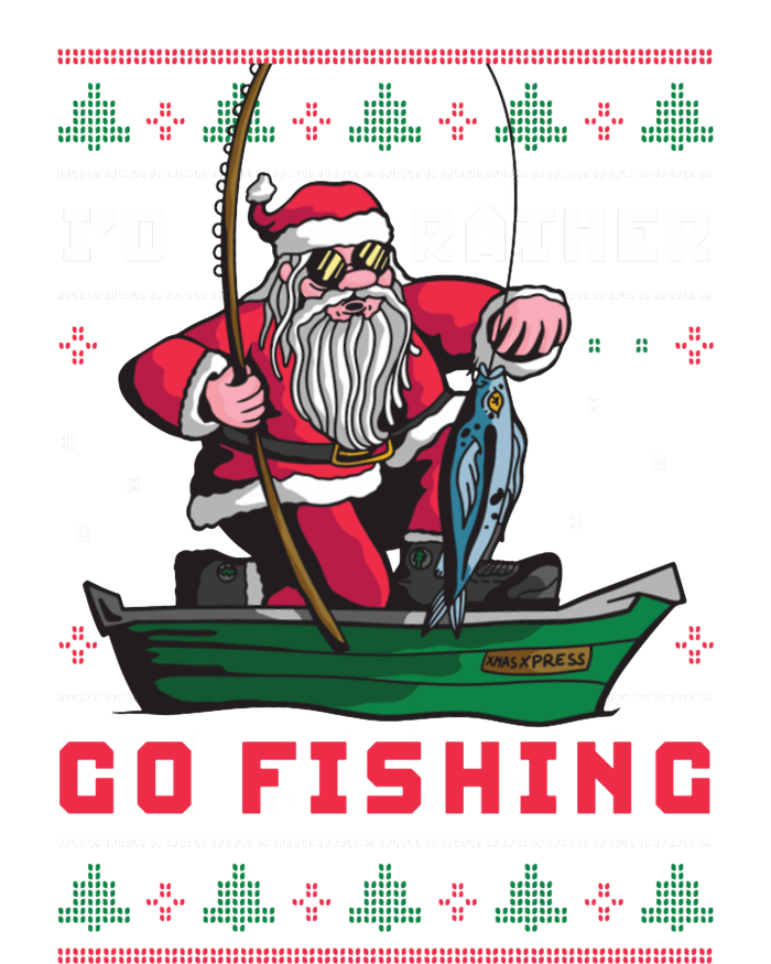 Funny Santa Surf ID Rather Go Fishing Merry Christmas T-Shirt