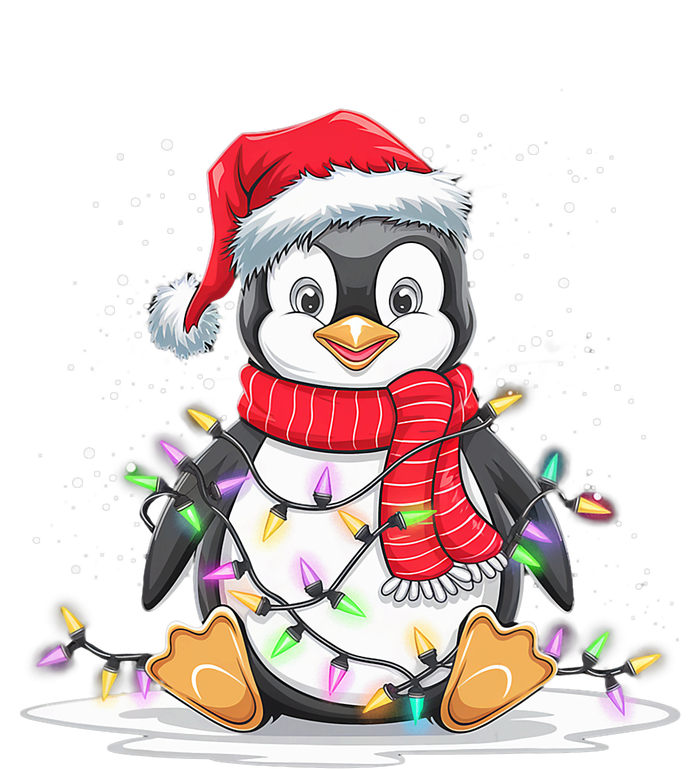 Funny Xmas Matching Santa Hat Penguin Christmas Tree Lights T-Shirt