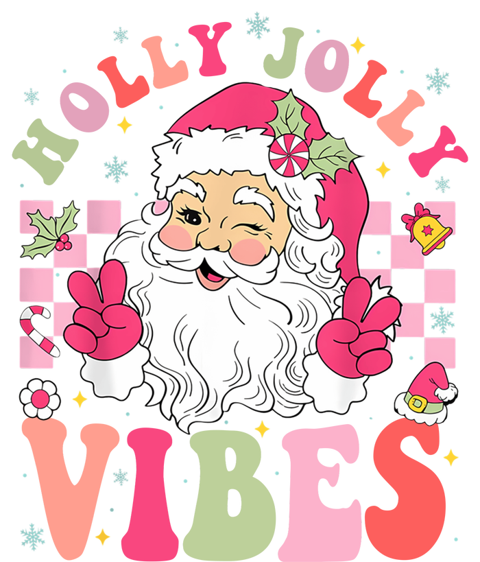 Holly Jolly Vibes Groovy Cute Santa Claus Christmas Insulated Varsity Jacket