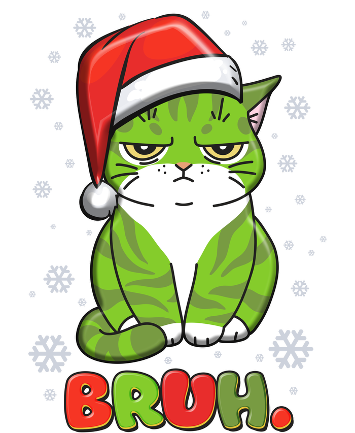 Funny Christmas Bruh Grumpy Grinch Cat T-Shirt