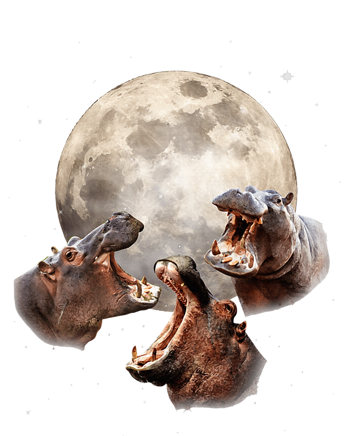 Three Hippo Howling At Moon Funny Hippo Lovers Costume Baby Long Sleeve Bodysuit