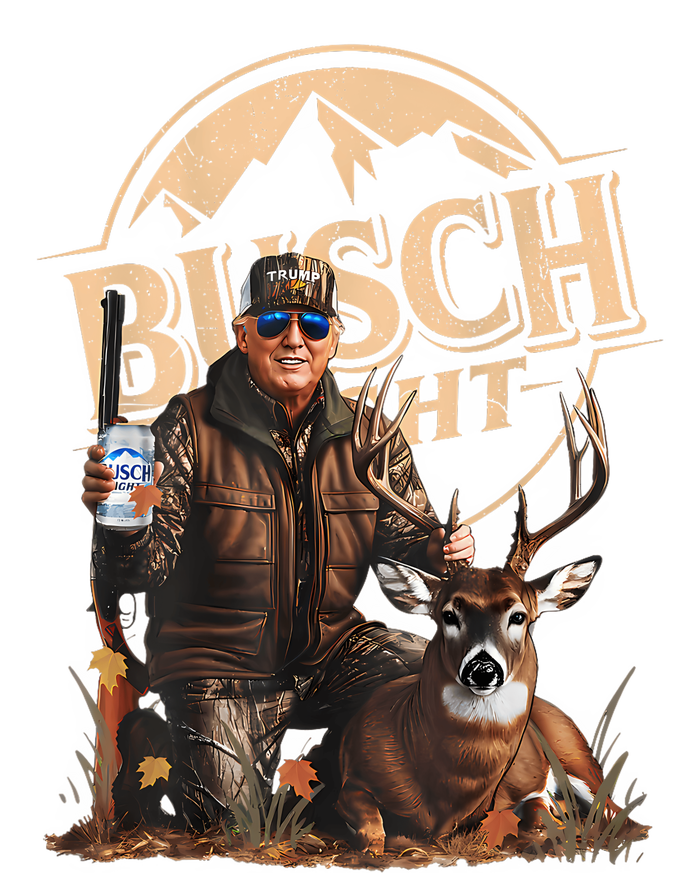 Retro Trump Hunting Deer Funny Drinking Beer Hunting On Back T-Shirt