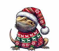 Bearded Dragon Ugly Sweater Santa Hat Christmas T-Shirt