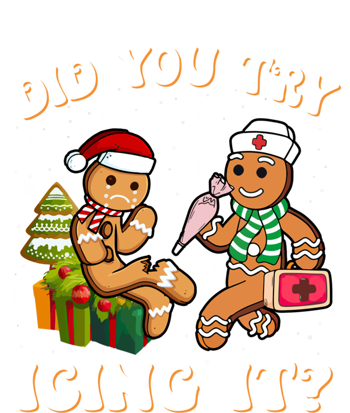 Did You Try Icing It Funny Christmas Gingerbread Nurse Squad Gift Women's Flannel Pajama Set