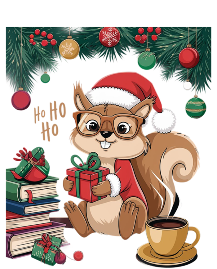 Cute Holiday Squirrel Santa Hat Xmas For Coffee Lovers Gift Tall Long Sleeve T-Shirt