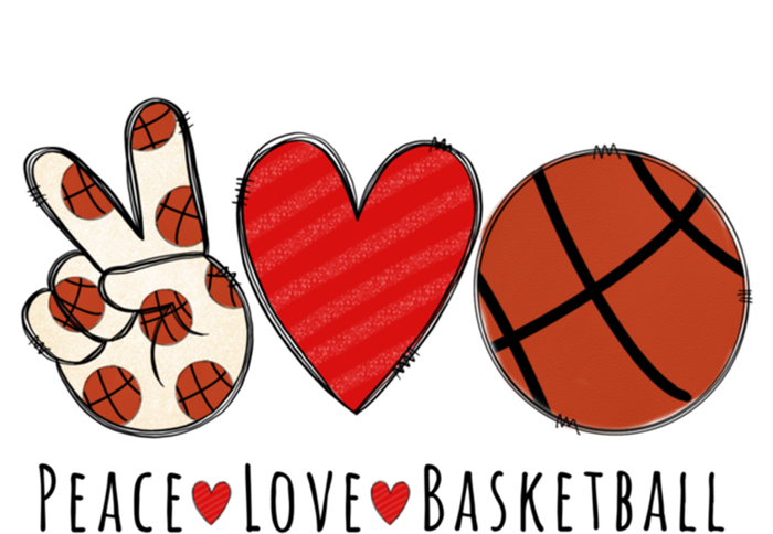 I Love Basketball Funny Gift Heart Peace Love Hippie Sports Fan Gift T-Shirt