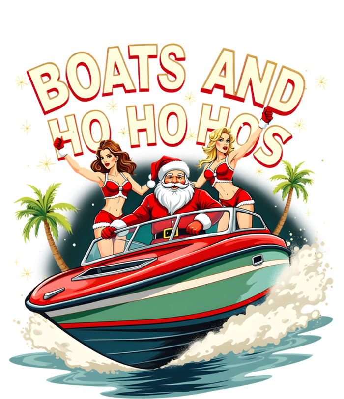 Funny Santa Christmas Boats And Ho Ho Hos Gift T-Shirt