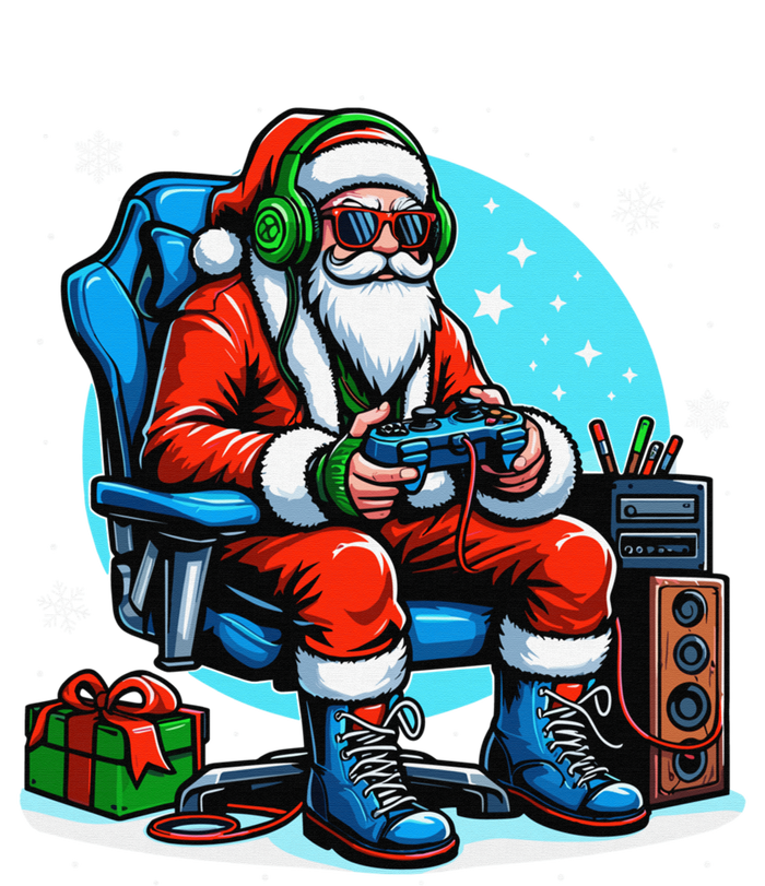 Christmas Santa Gamer Xmas Funny Video Gaming Christmas Women's Flannel Pajama Set