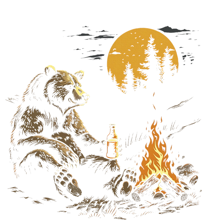 Camping Bear Drinking Beer Hiking Nature Funny Grizzly Bear Poster