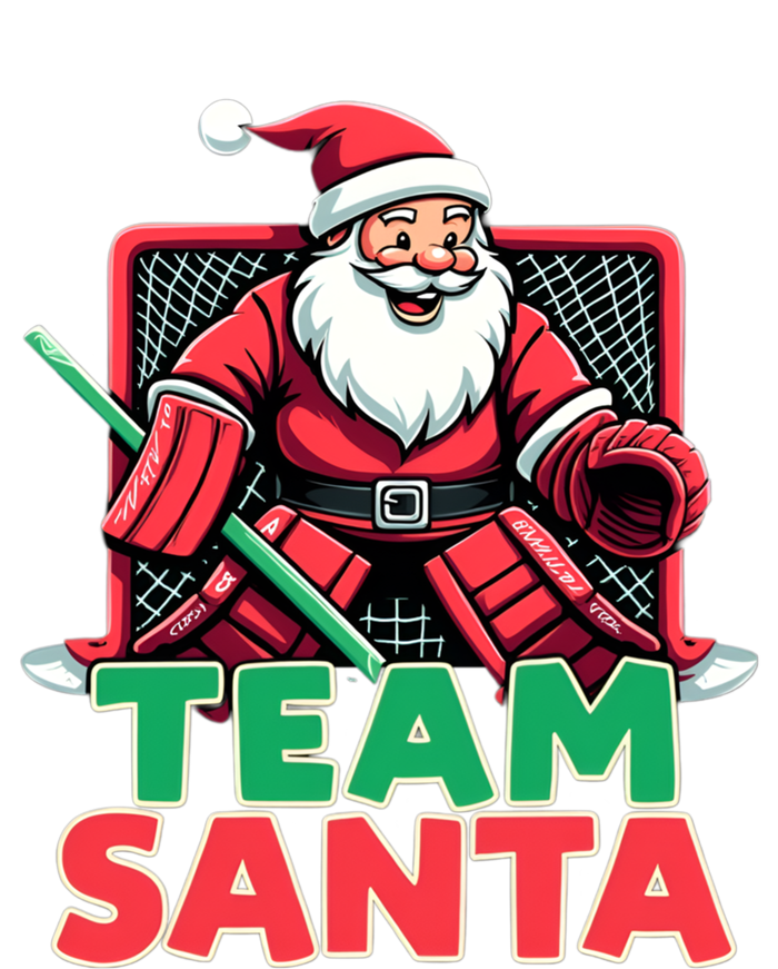 Funny Christmas Team Santa Ice Hockey Goalie Goaltender Xmas Gift V-Neck T-Shirt