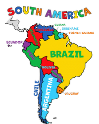 Colorful Hand Drawn Illustrated Map Of South America Kids Hoodie