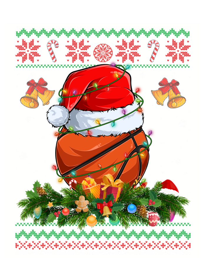 Funny Santa Claus Basketball Ball Wreath Christmas Lights Funny Gift T-Shirt