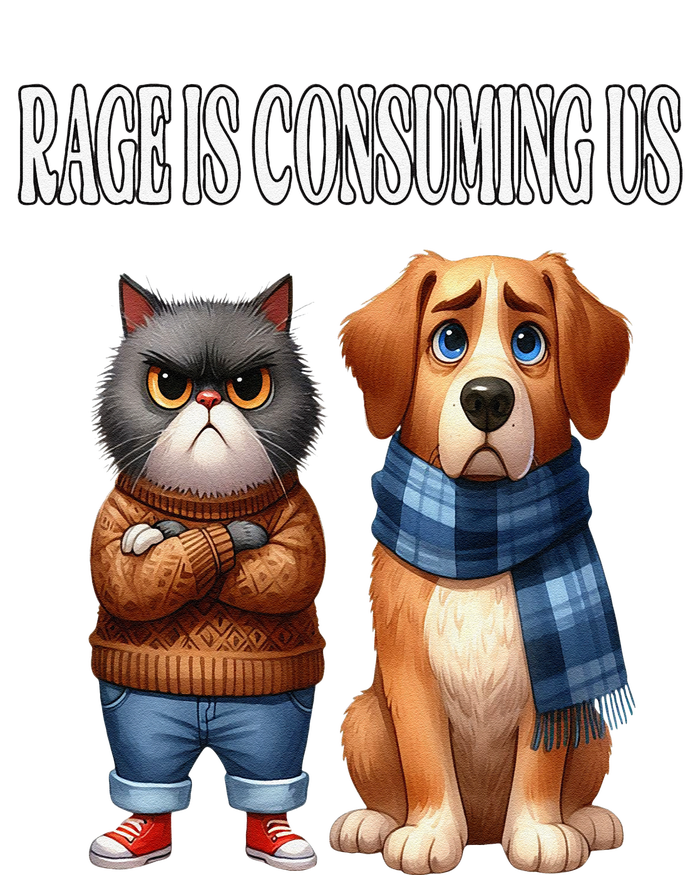 Cat & Dog Silly Staring Rage Is Consuming Us T-Shirt