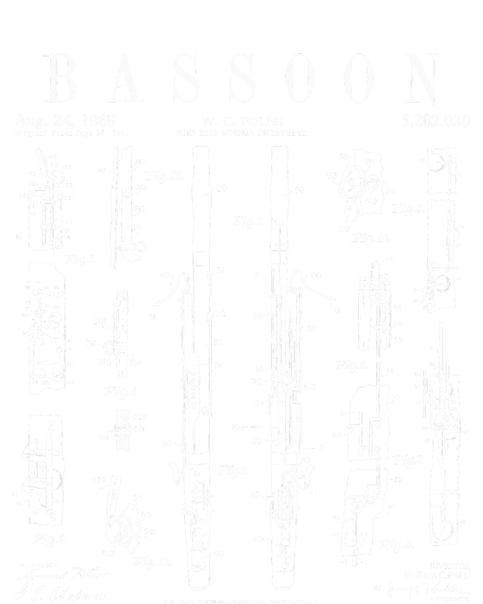 Bassoon Player Vintage Patent Bassoonist Drawing Print T-Shirt