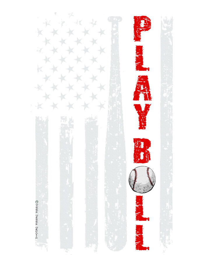 Baseball Usa Flag Ball And Bat Play Ball Softball Baseball T-Shirt