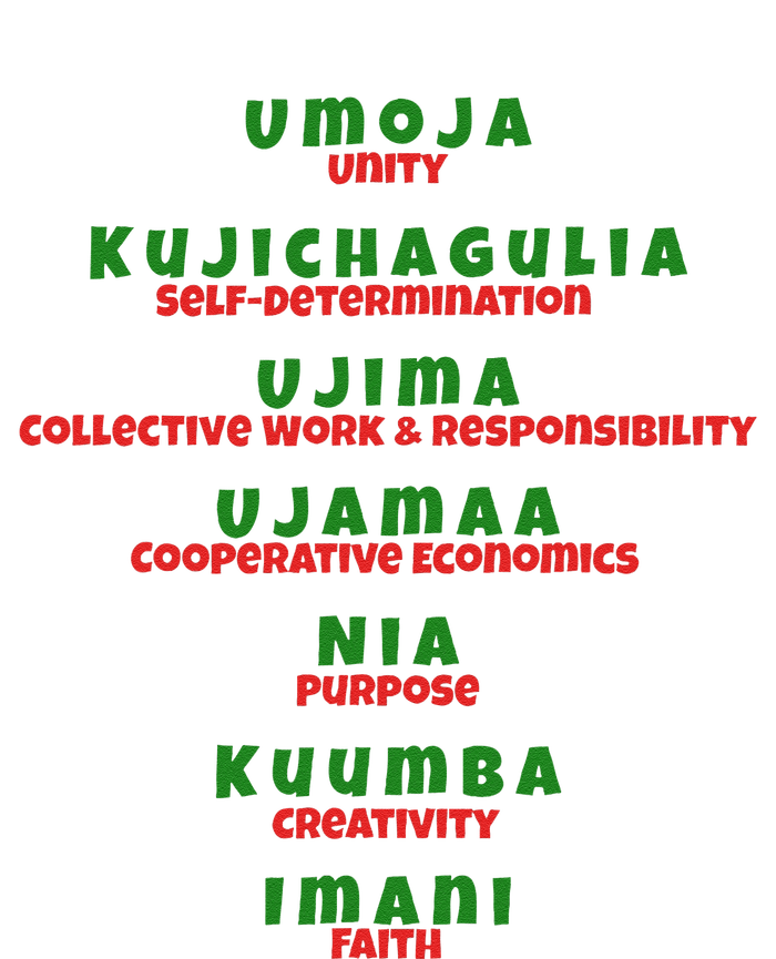 Kwanzaa Principles Green And Red Font T-Shirt