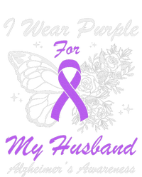 I Wear Purple For My Husband AlzheimerS Awareness Butterfly Striped Beanie with Solid Band