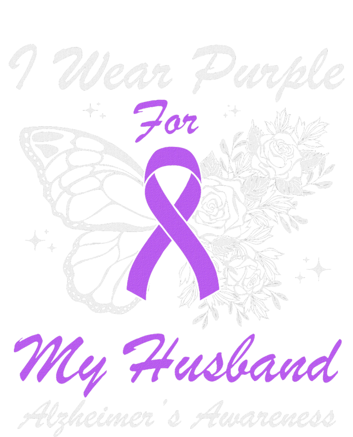 I Wear Purple For My Husband AlzheimerS Awareness Butterfly Striped Beanie with Solid Band