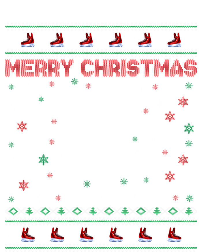 Merry Christmas Ice Hockey Ugly Xmas Snowflakes Tree Funny Gift Tote Bag